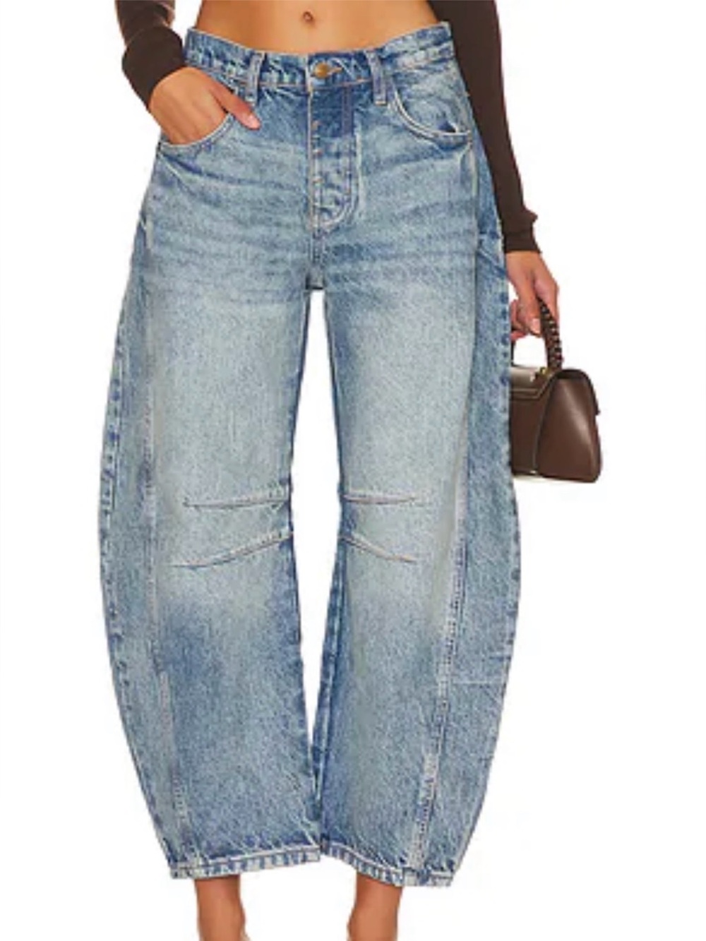 Wide Leg High-Waist Light Blue Women's Jeans